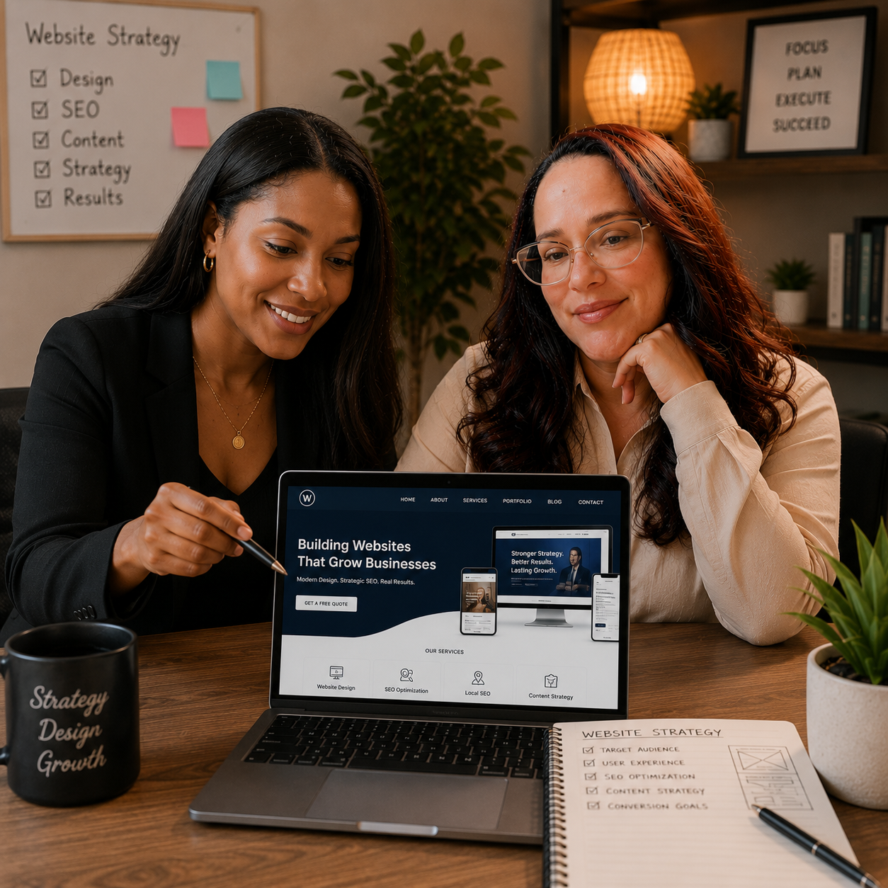 Web Trending Solutions team collaborating on website strategy, user experience, SEO planning, and custom web design to help local businesses grow online.