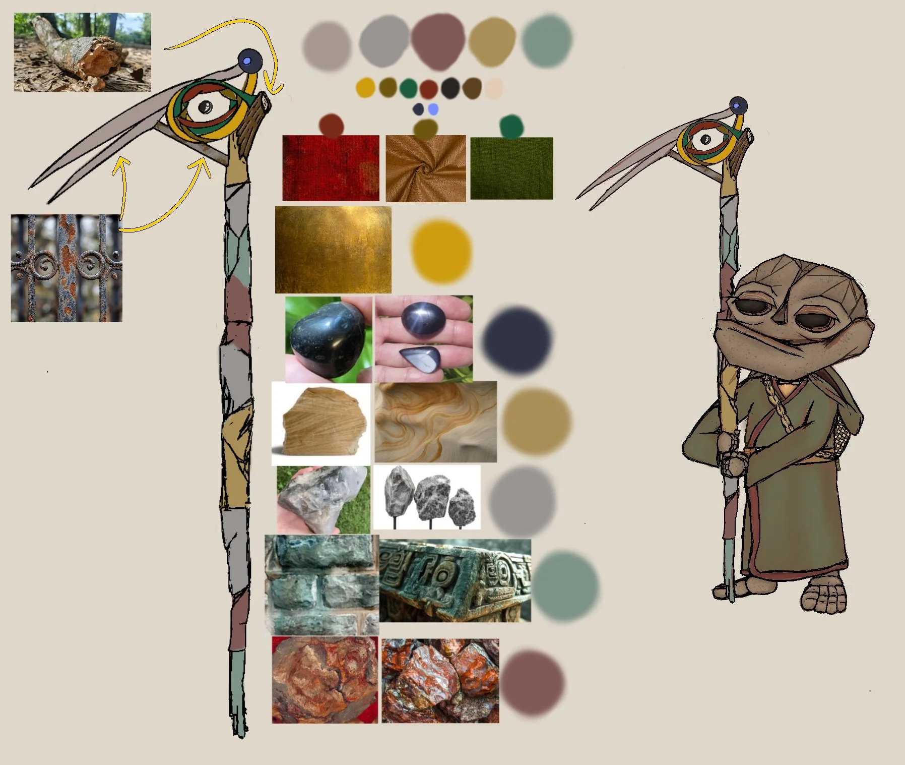 Golem monk scythe-staff concept art