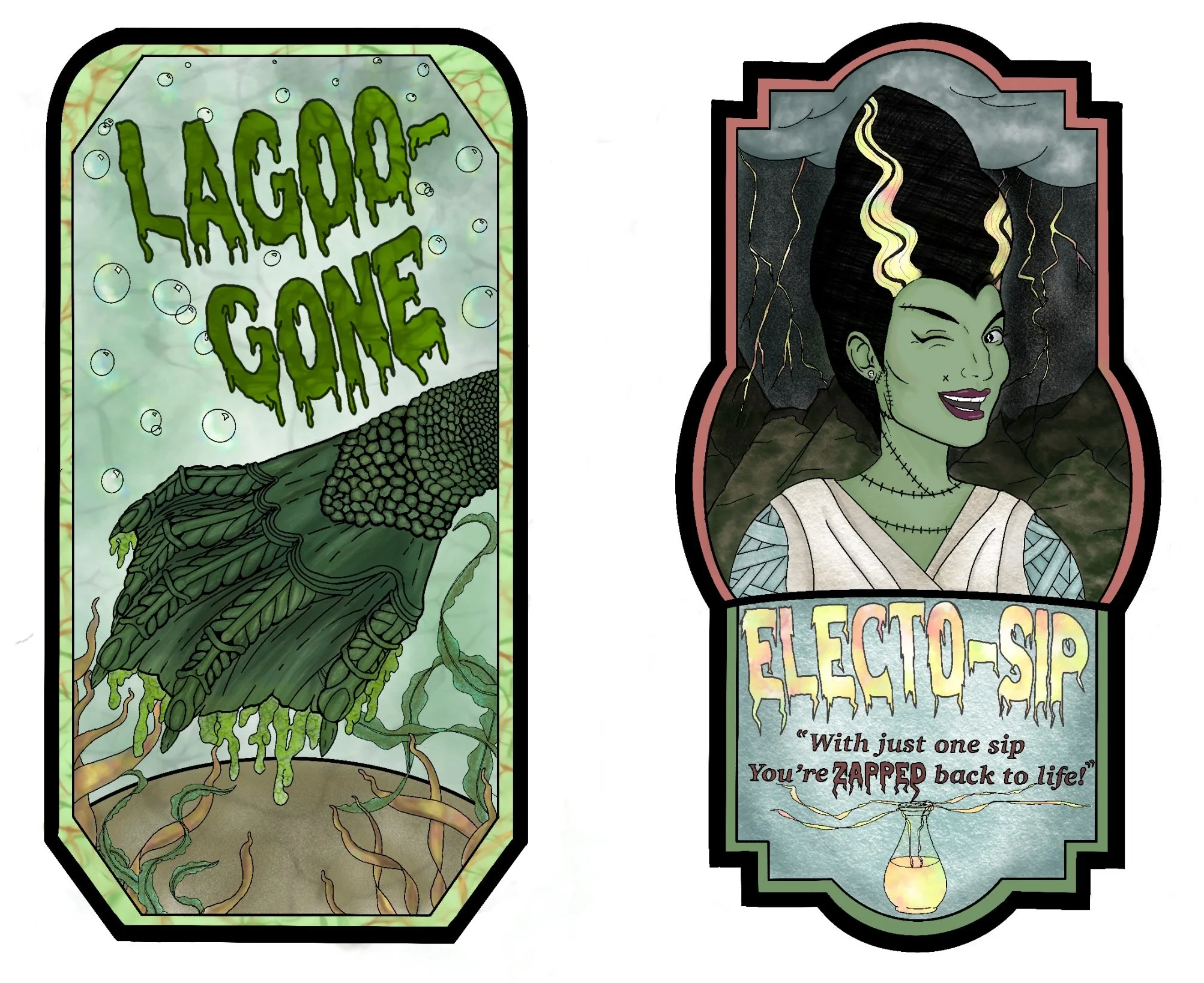 Halloween bottle prop labels