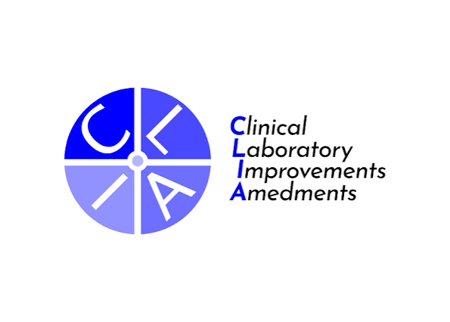 Logo of CKLA representing Clinical Laboratory Improvements Amendments with a circular design and the words 'Clinical Laboratory Improvements Amendments' spelled out vertically.