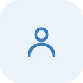 Icon of a person silhouette on a light blue background.