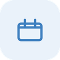 Icon of a calendar with two rings at the top.