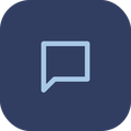 Icon of a speech bubble on a dark blue background