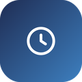 Icon of a clock on a blue circular background