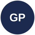 Gray circular icon with white text 'GP' in the center.