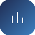 A blue circular icon with two vertical white bars and three smaller vertical white lines, resembling a sound or volume icon.