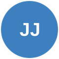 Blue circular icon with white the letters 'JJ' in the center.