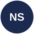 A circular logo with a dark blue background and white initials 'NS' in the center.