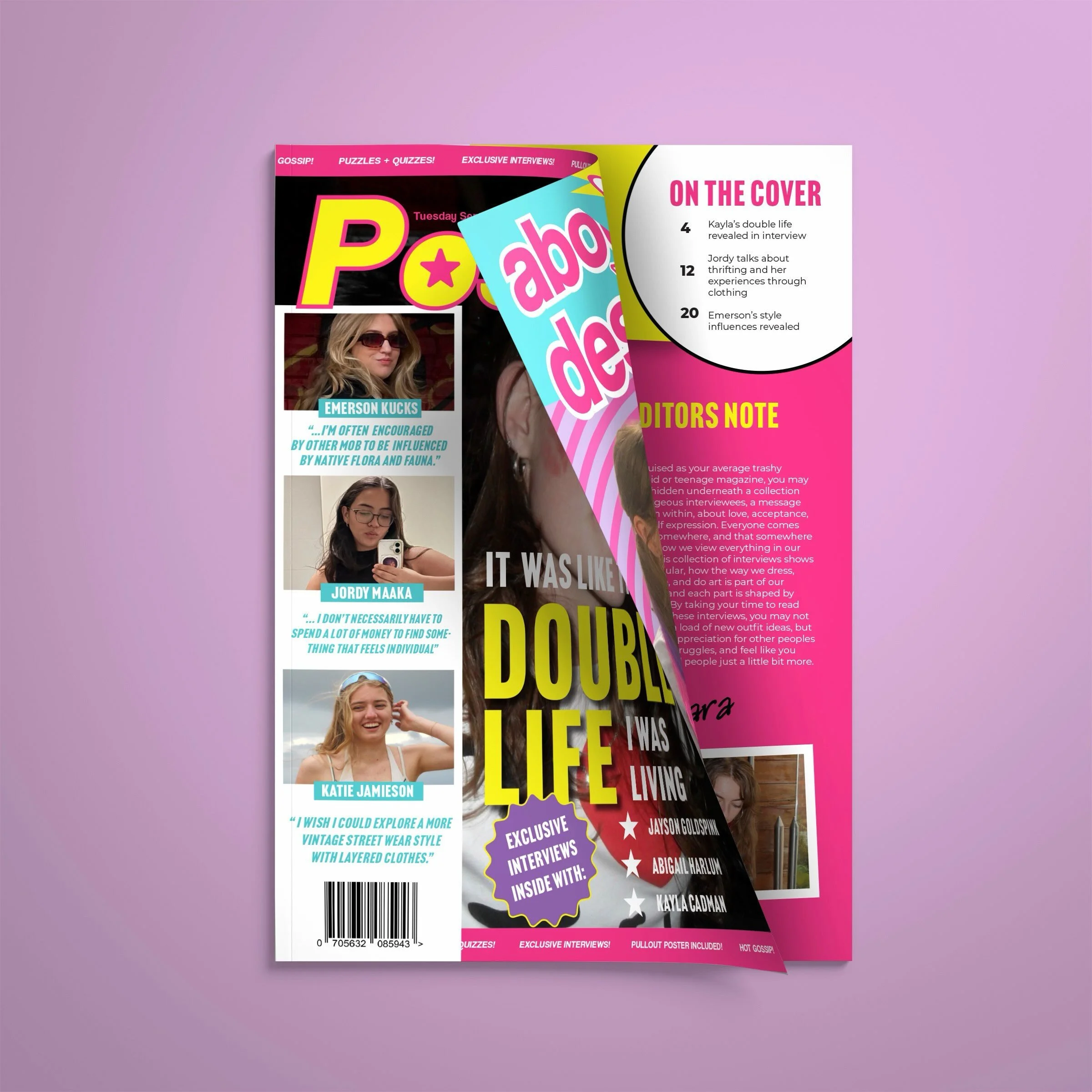 Position magazine

This magazine is a collection of interviews conducted with people I know about their experiences with clothing and personal style through their lives. I chose to display these interviews in the style of a 2000s and 2010&rsquo;s mag