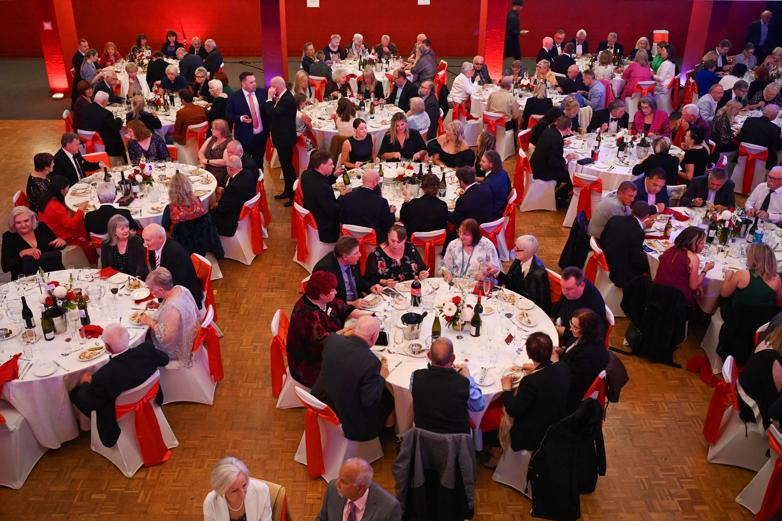 Guests dining at a formal banquet in the Balcony Hall, Dom Polski Centre Adelaide.