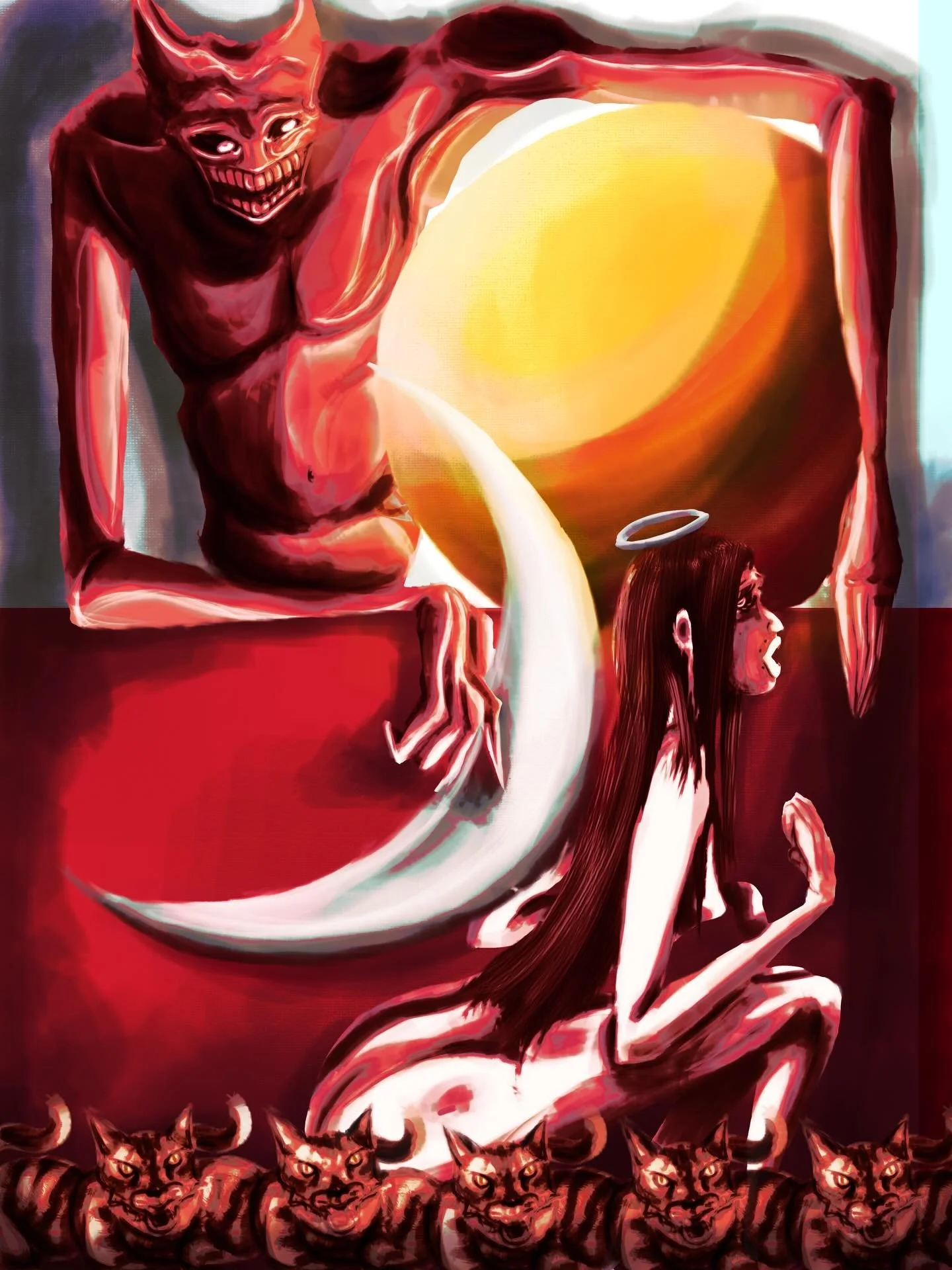 Moon &amp; stars, Goodnight

This is a second imagining of the day and night piece but this is night and day, here we have a representation of two celestial bodies the masculine and the feminine represented by the sun and moon. I always tie the sun t