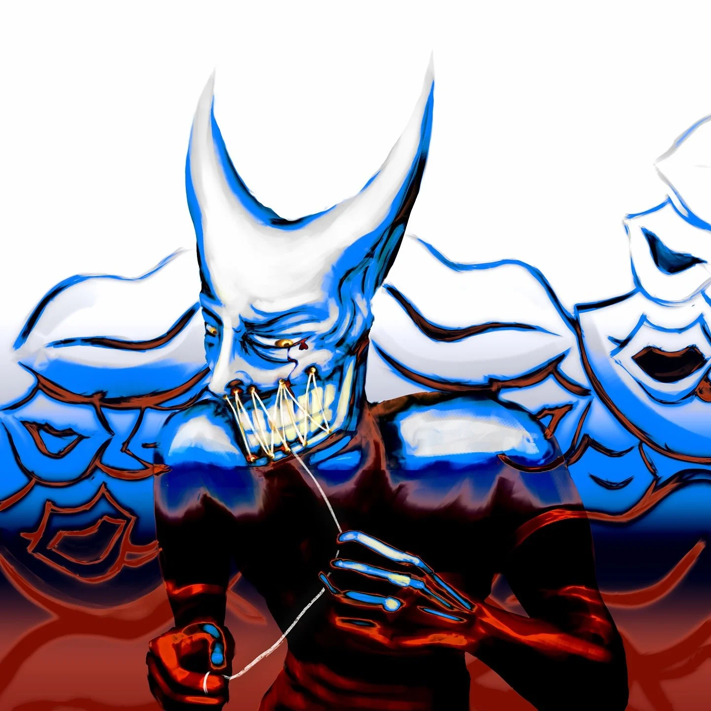 Speak no evil (self inflicted) 

This piece explores the theme of silenced expression, but unlike external censorship, the muteness here is self imposed an inner decision born from pain, shame, fear, or duty. The title plays on the classic proverb &l