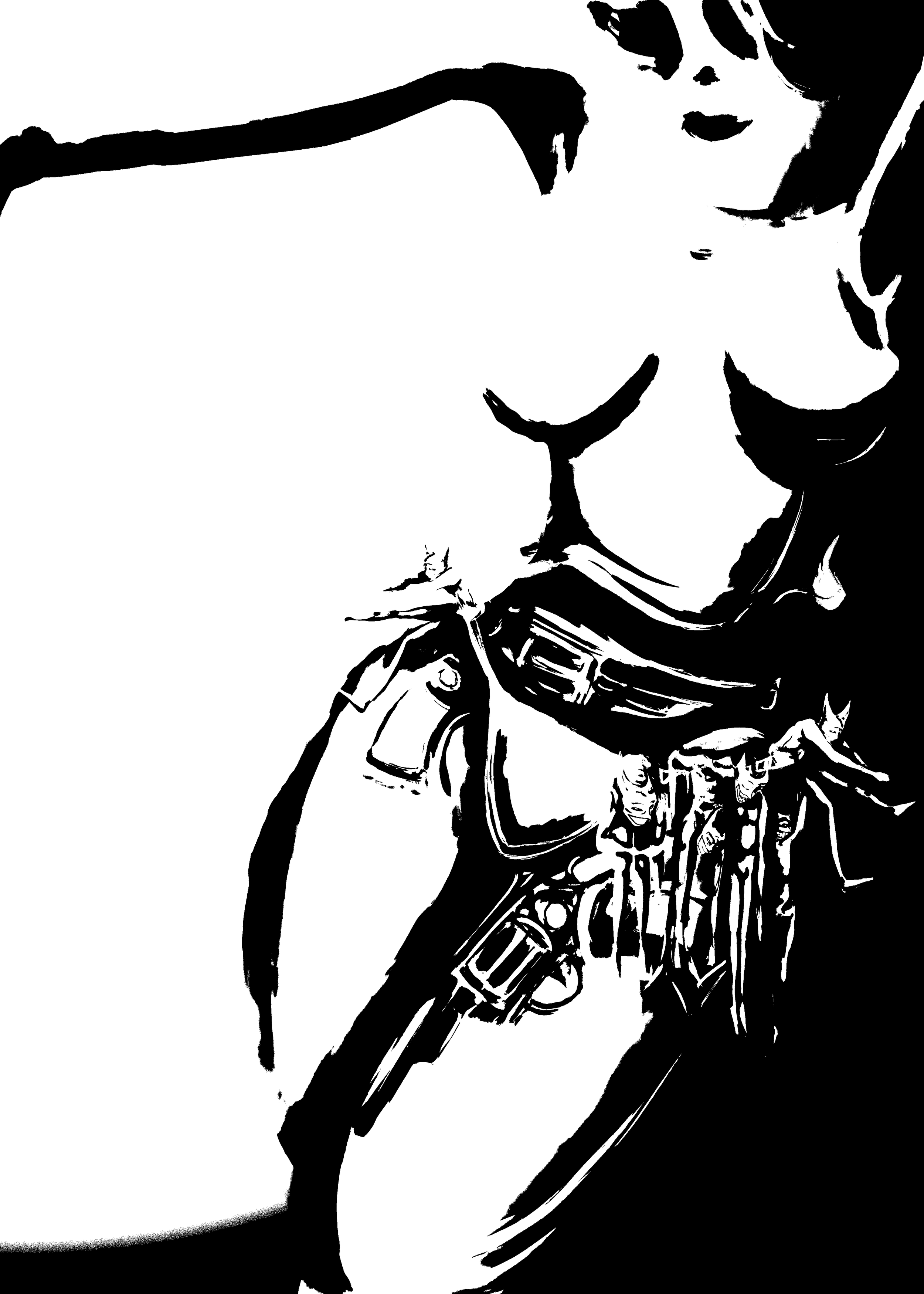Black and white stylized image of a person with short hair, wearing glasses, and a jacket with a graphic t-shirt underneath.
