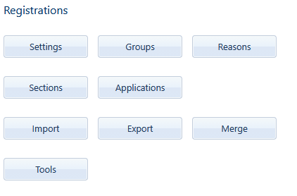 Registrations - menu