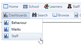 Click dashboard on the main menu of Saspac to access the Staff Attendance dashboard