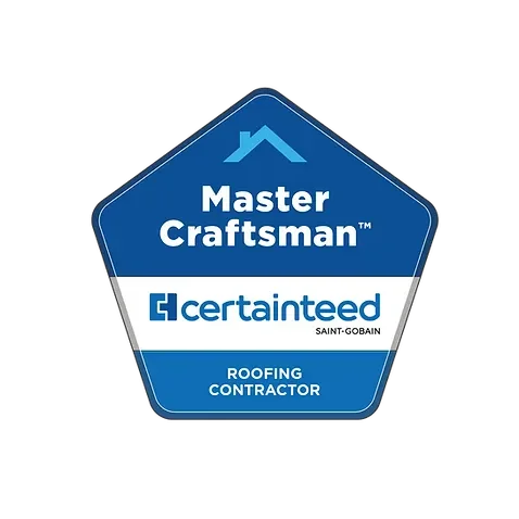 Master Craftsman roofing contractor badge with Certainty seal from Saint-Gobain.