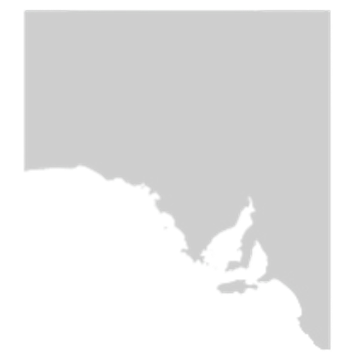 The image shows a map of the state of Alaska, outlined in black with a gray background.