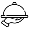 Black and white silhouette of a cat with a curled tail.