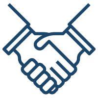 Illustration of a handshake between two hands.