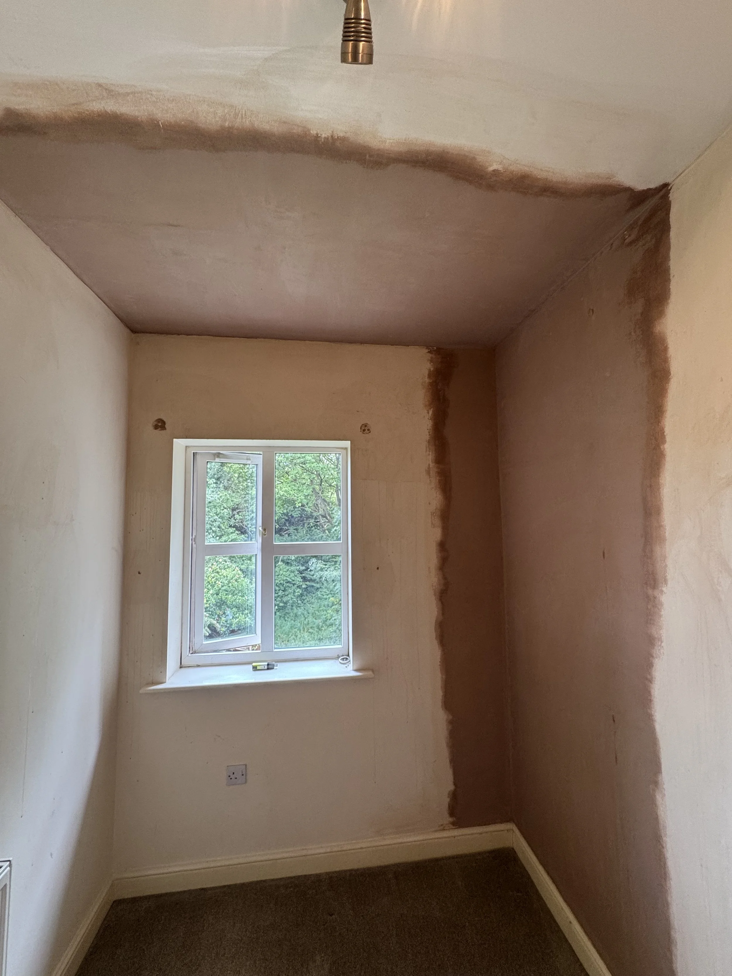Re-boarded and patched in with multi finish into existing plaster