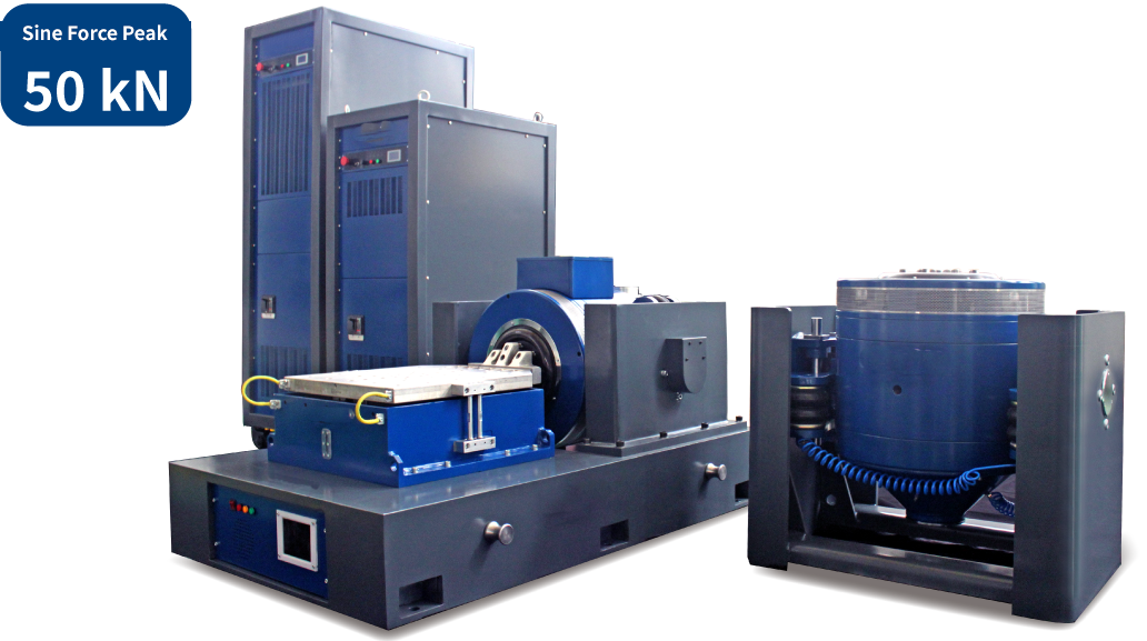 EDM-5000S 50 kN electrodynamic vibration shaker system with maximum payload capacity of 1000 kg for aerospace, automotive, and heavy equipment vibration testing in Malaysia
