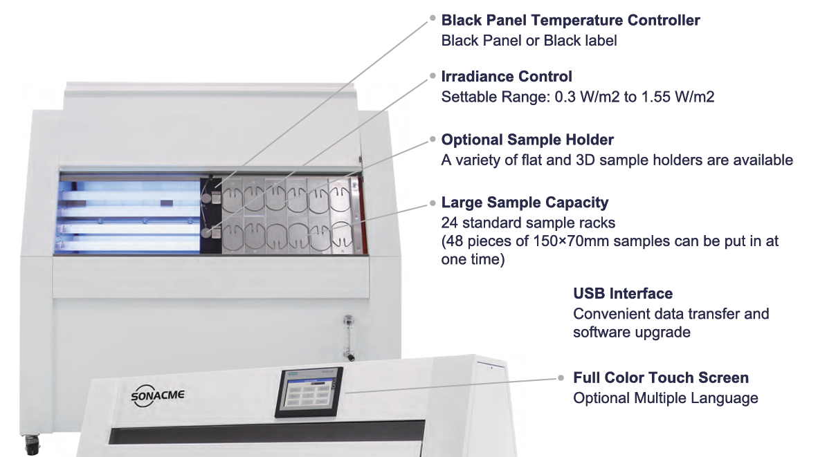 Features of Testlabs's UV weathering chamber