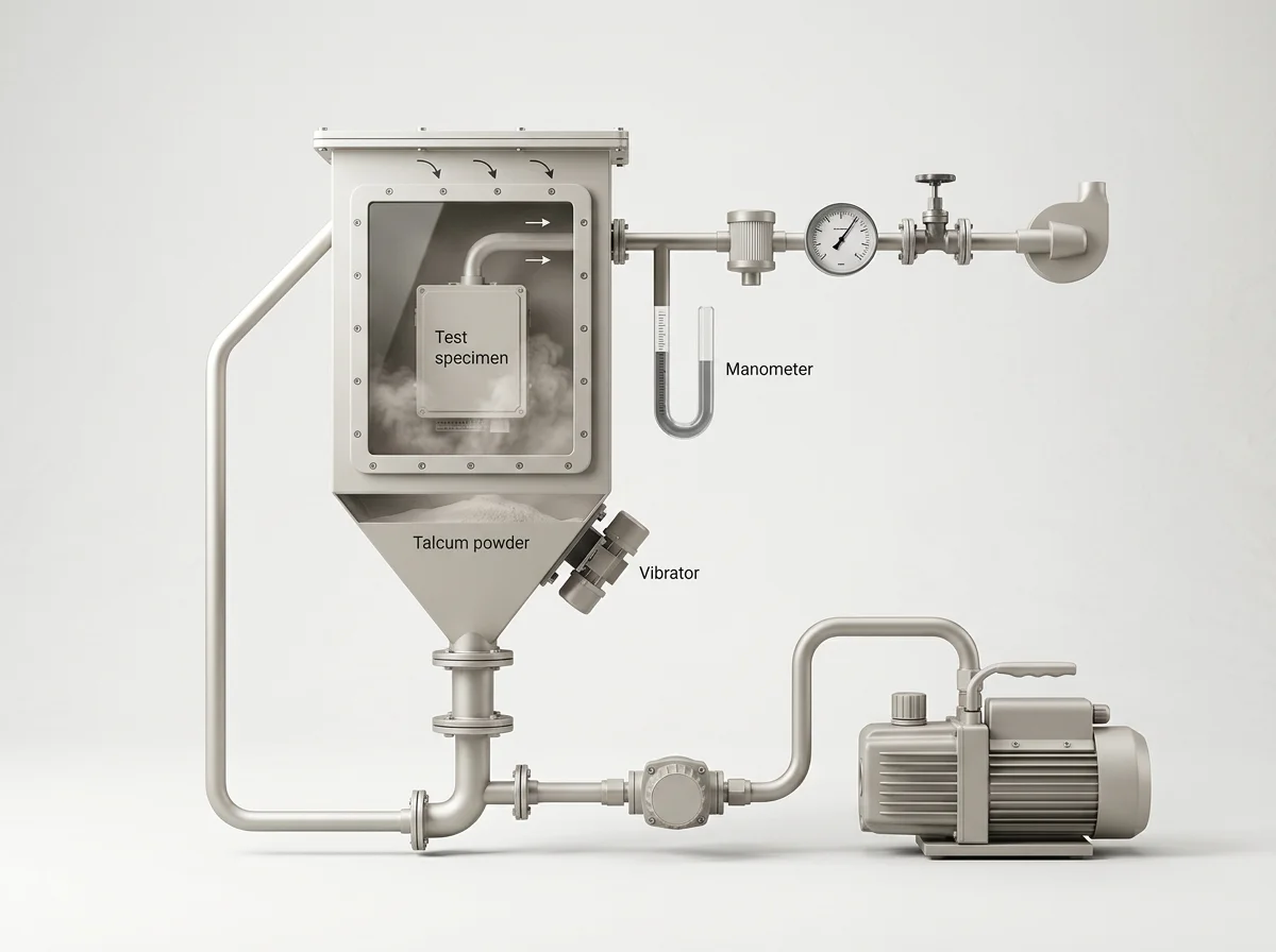 IP5X/IP6X dust test chamber components diagram