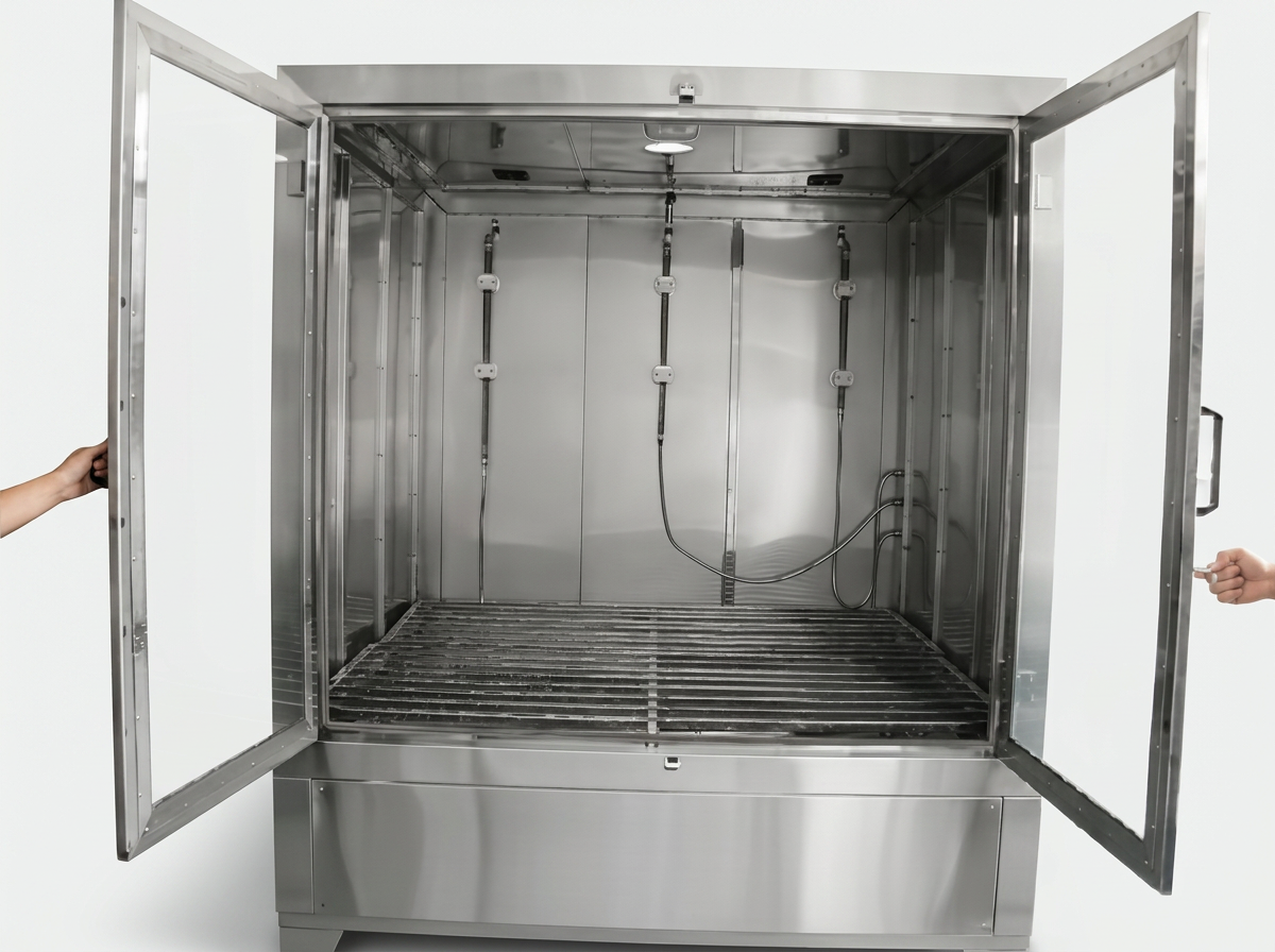 IPX3/IPX4 water spray test setup for enclosure ingress protection testing