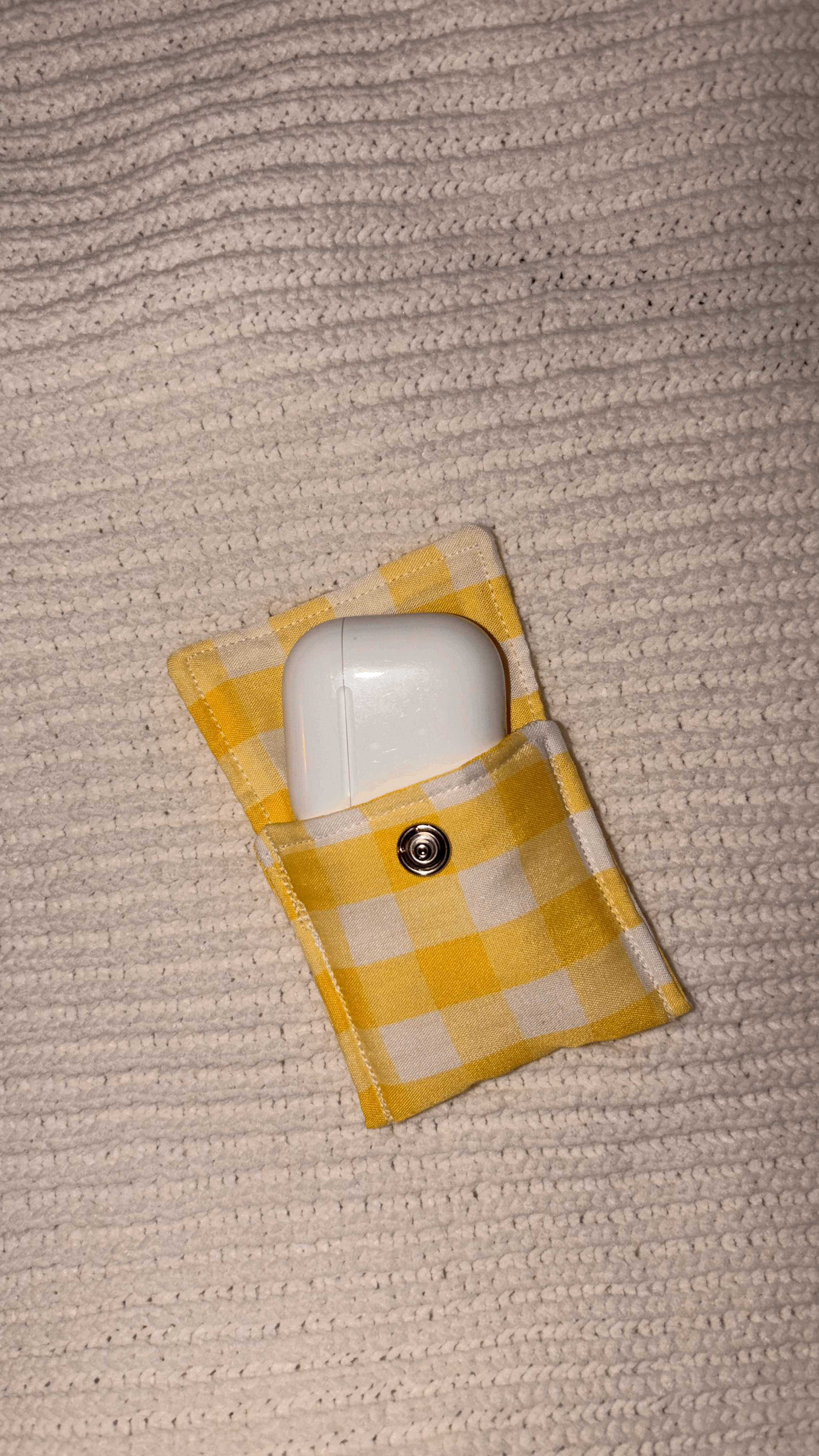 Check Me Out Yellow Gingham Earphone Pouch
