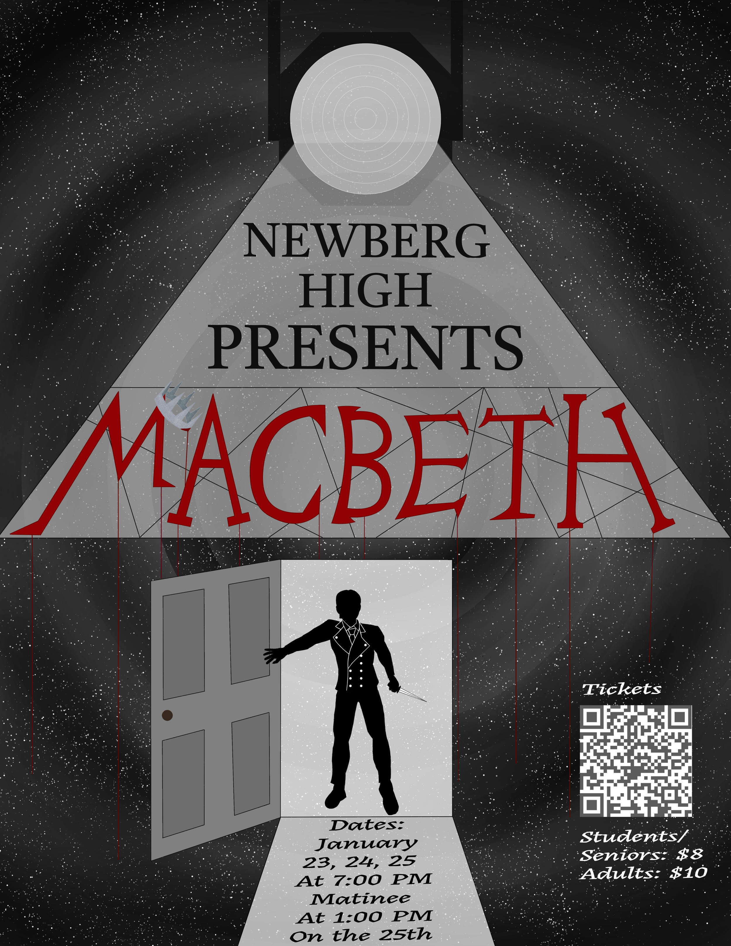 Poster design for Newberg High School's production of Macbeth 2025