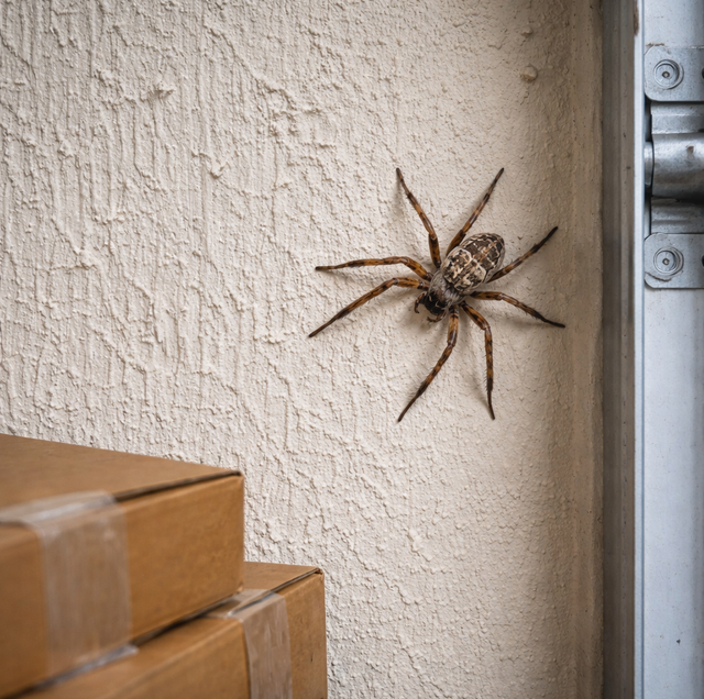 large huntsman spider flattened on garage wall