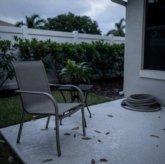 backyard mosquito repellent cans scattered patio dusk