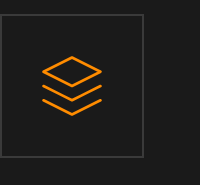 Icon with three stacked layers outlined in orange on a dark background