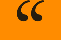 Orange background with black quotation marks