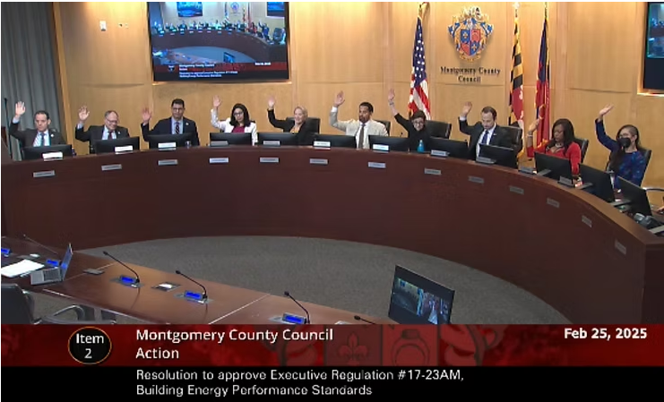 MoCo Council passed the BEPS regulations on Feb 25, 2025