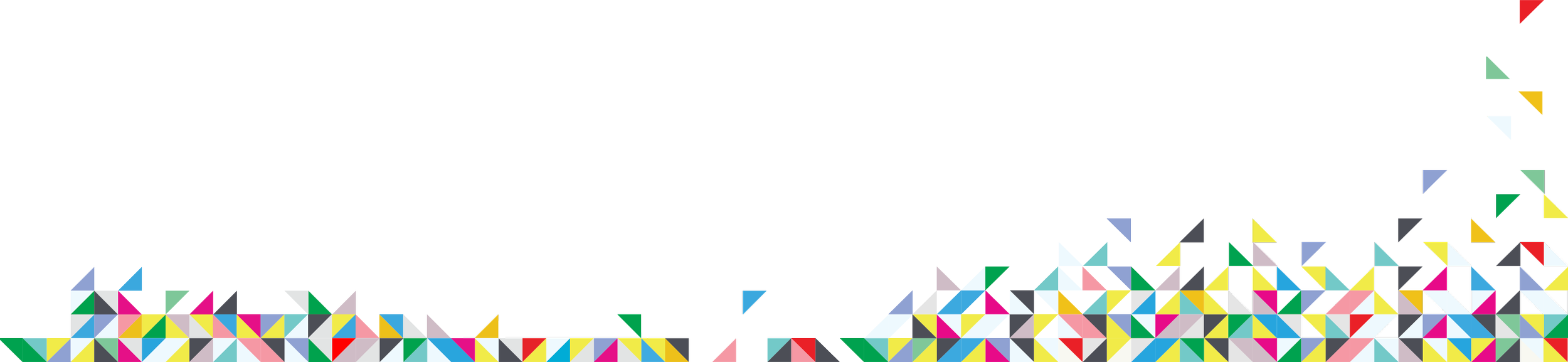 Colorful geometric pattern with various triangles and polygons at the bottom of a black background.