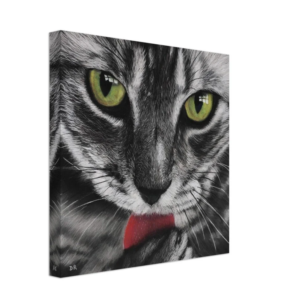 Canvas reproduction of pastel artwork "A Cat's Gaze"