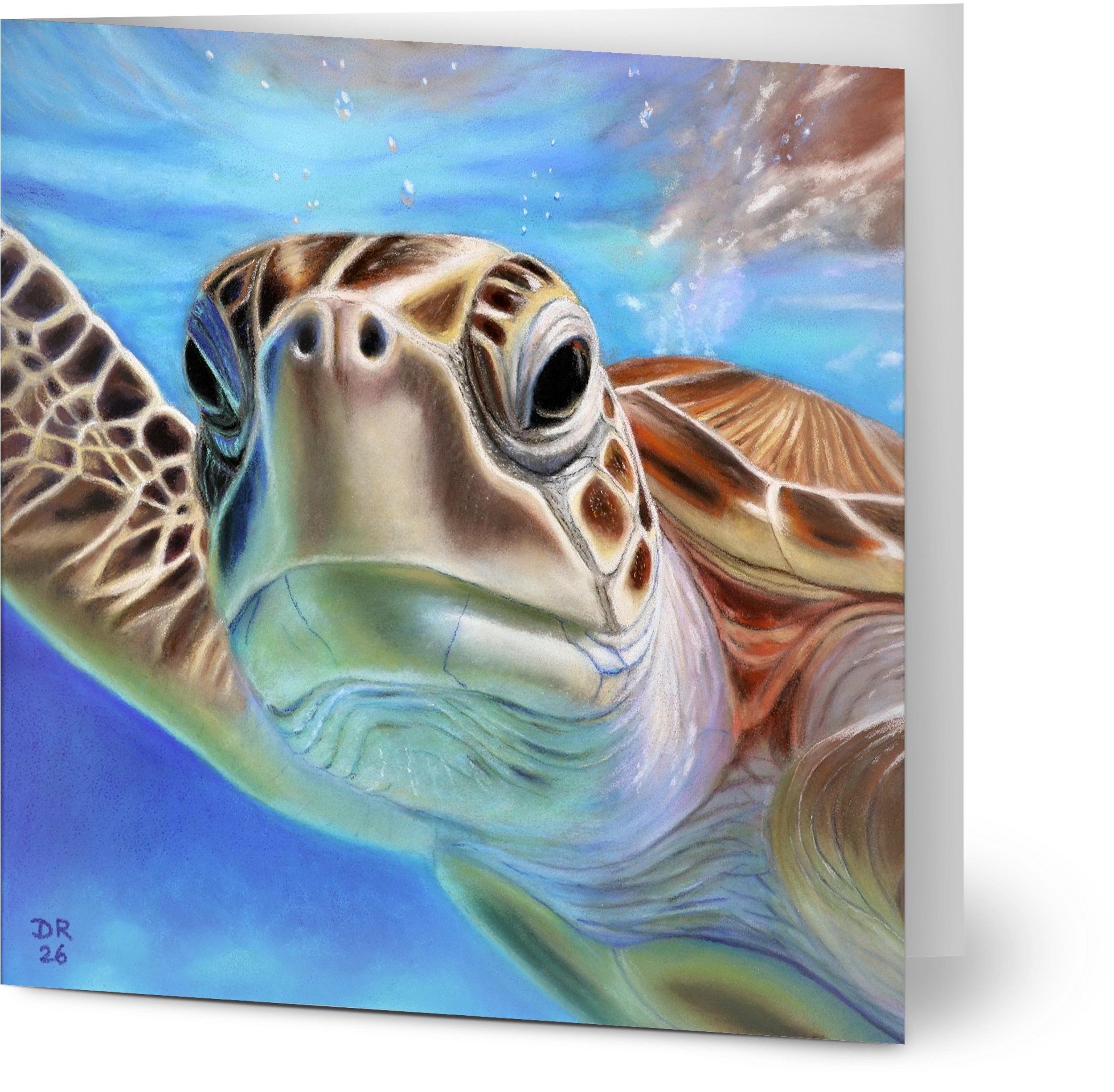 "Sea Turtle Underwater" Greeting Cards