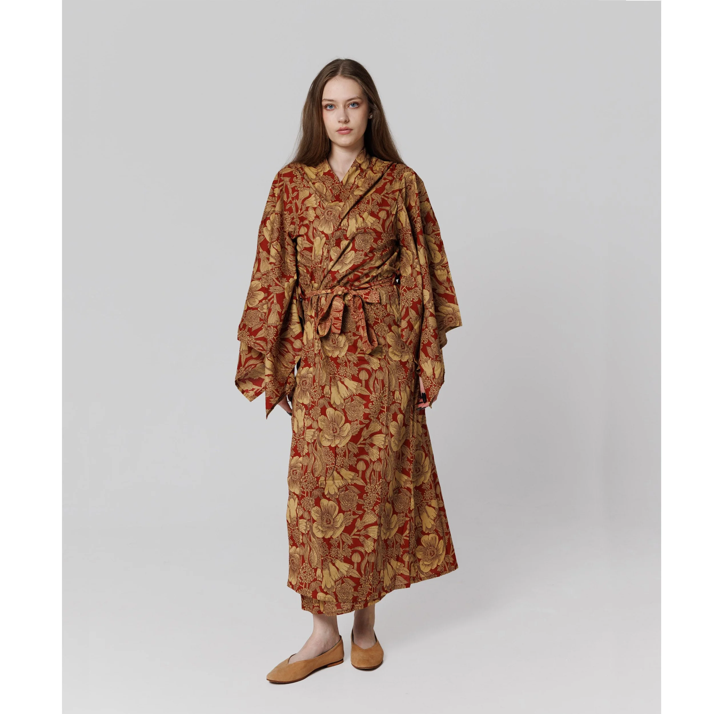 Red Jaipur Flowers Kimono