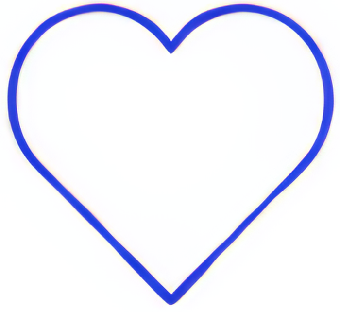 Blue neon heart outline on a white background.