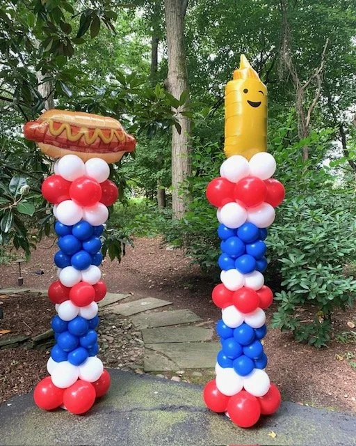 These foil topped balloon columns were so fun for a 4th of July BBQ in Pennington NJ!