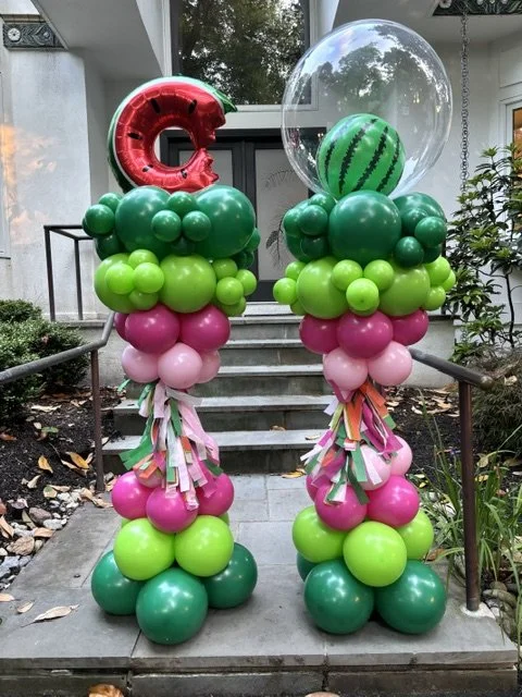 Nobody can possibly resist watermelon!  I love these stylish balloon columns in Washington Crossing PA for a work event.