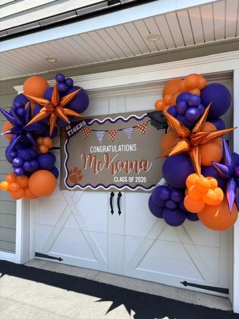 Graduation balloons in Doylestown PA.  This custom balloon garland is perfect for a graduation party.