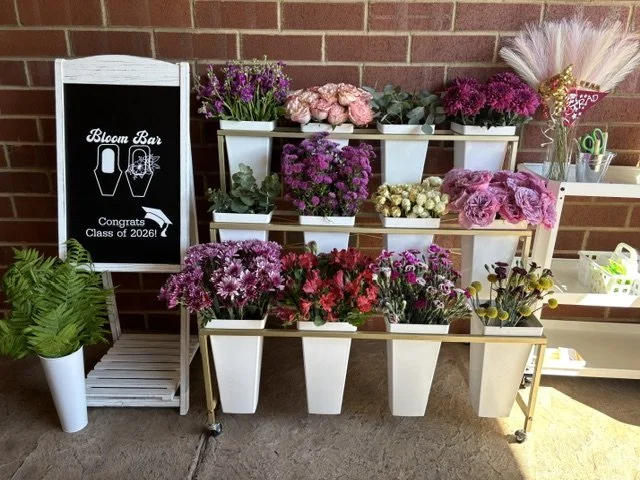 Our flower carts are very popular for bridal showers, baby showers, birthday parties and graduation parties!