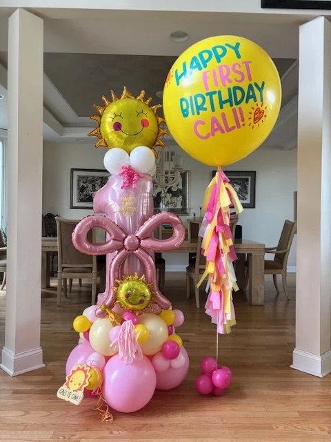 Happy first birthday Cali!  This Jumbo Helium Balloon with Tassle and Theme Number Bouquet were certainly a huge hit at your first birthday party at Piccolo Trattoria in Newtown.