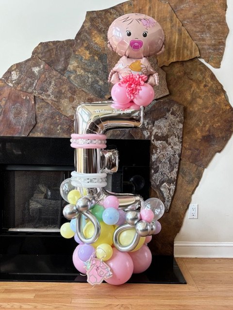 A balloon bouquet for a brand new mom and baby!