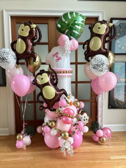 Jungle themed balloons in Richboro PA for a first birthday party!