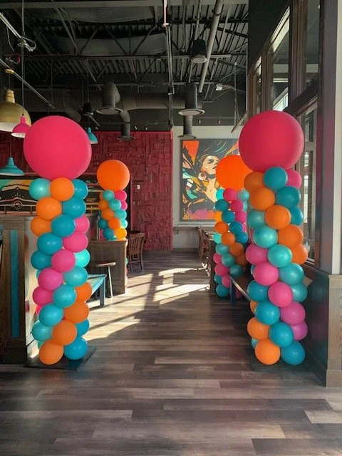 Traditional Balloon Column with Jumbo Latex Topper-Set of Two