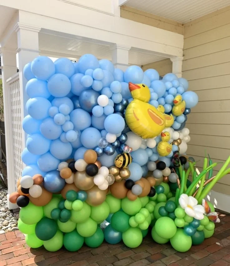 This duck themed balloon wall is perfect for a 3rd birthday party in Washington Crossing PA.