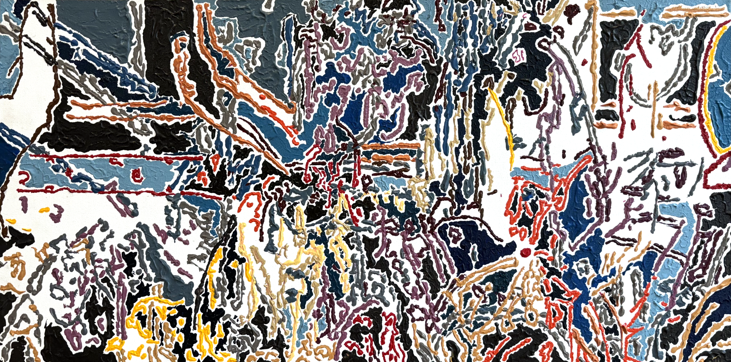 Still Life. 2023. Acrylic on board. 75 x 38 cm.
